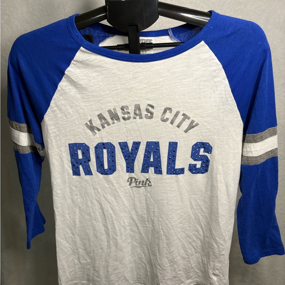 PINK Victoria's Secret Blue and White Royals Jersey
